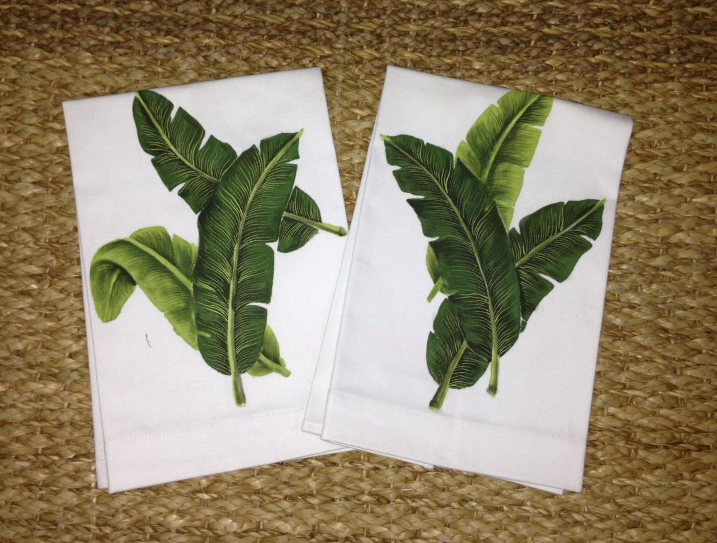 Banana Leaves Hand Towels, Set of 2