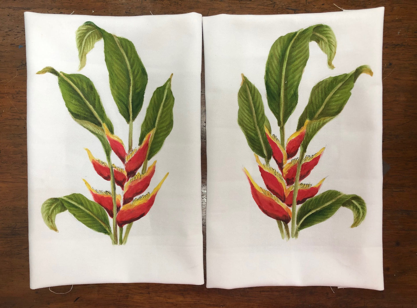 Red Heliconia Hand Towels Set of 2