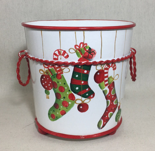 Christmas Stockings 6" Round Cachepot