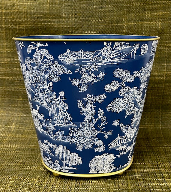 Blue Chinoise Oval Waste Bin