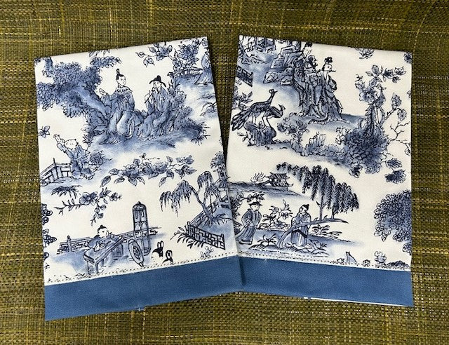 Blue Chinoise Hand Towels, Set of 2