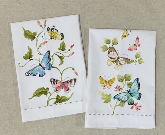 Spring Butterflies Hand Towels, Set of 2