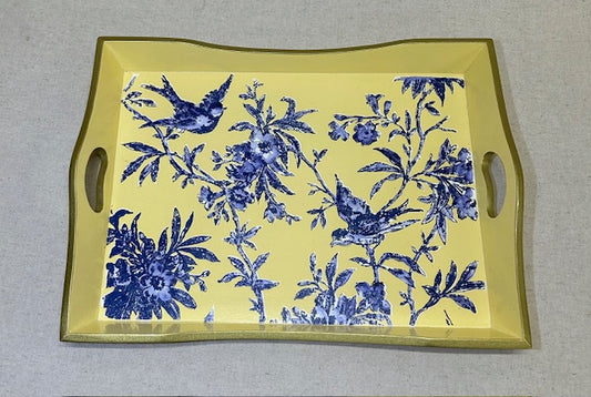 Blue Birds on Yellow Multipurose Tray