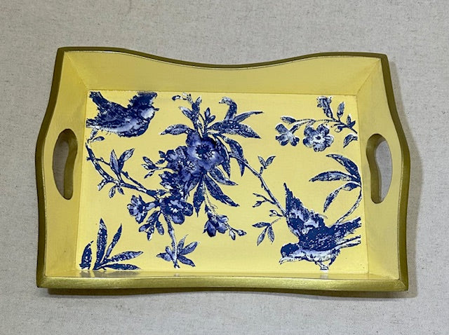 Blue Birds on Yellow Catch-all Tray