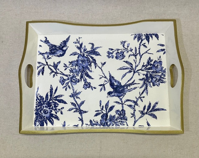 Blue Birds on White Multipurpose Tray