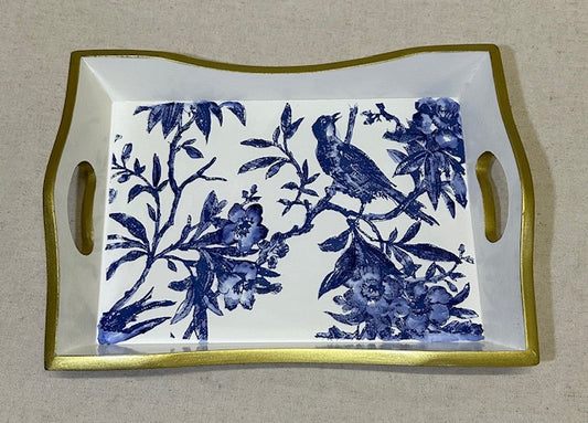 Blue Birds on White Catch-all Tray