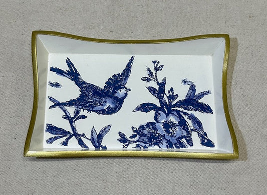 Blue Birds on White Trinket Tray