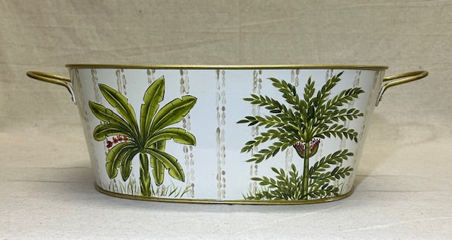 Striped Palms Large Oval Caddy